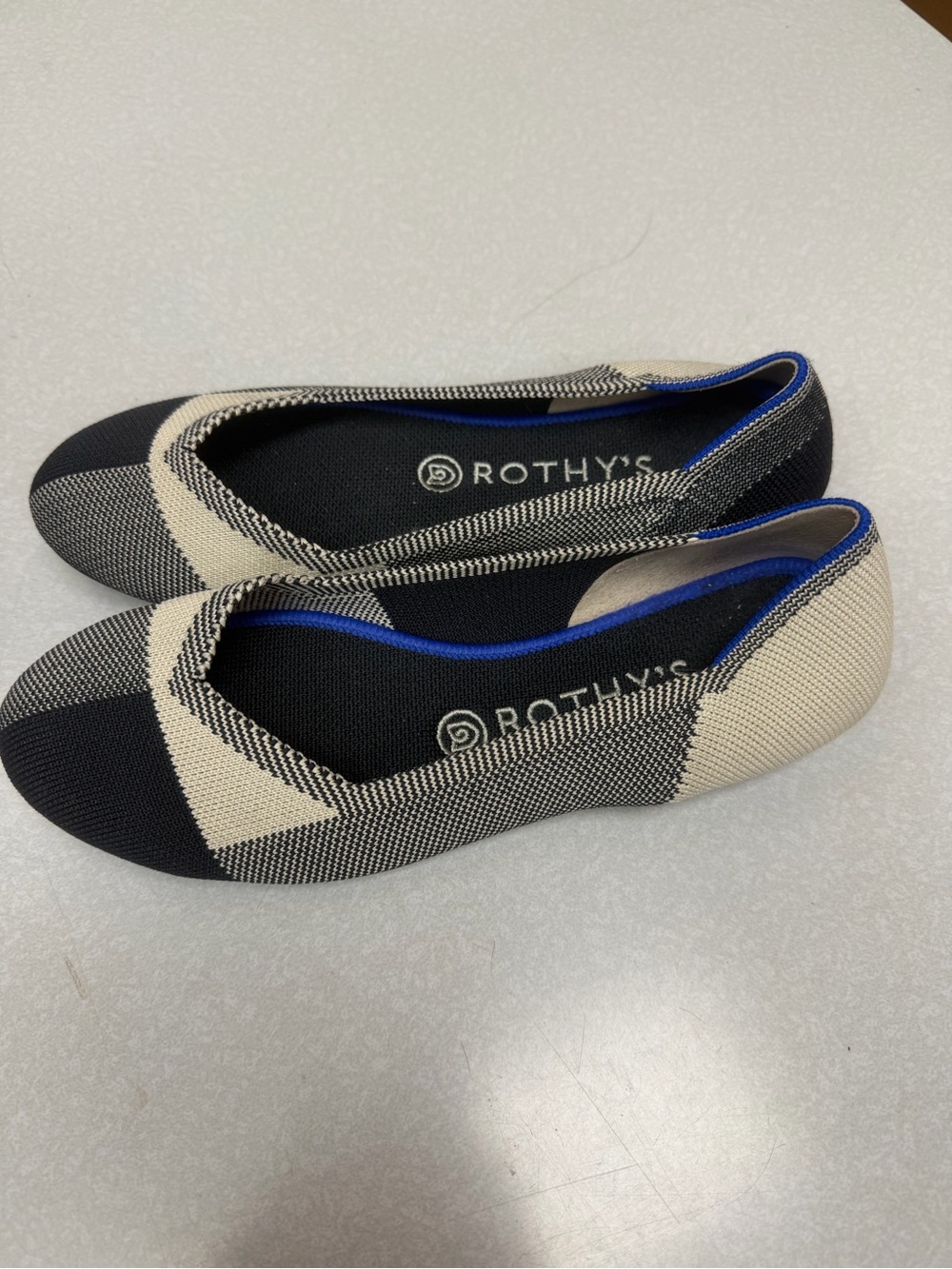 Rothy's Black & Cream Knit Slip-On Ballet Flats